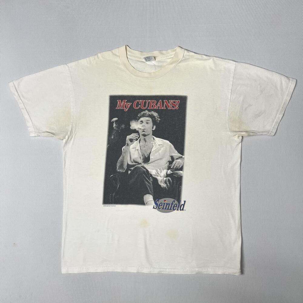 Vintage 90s Seinfeld Kramer Shirt Mens XL White My Cubans Graphic Tee Delta